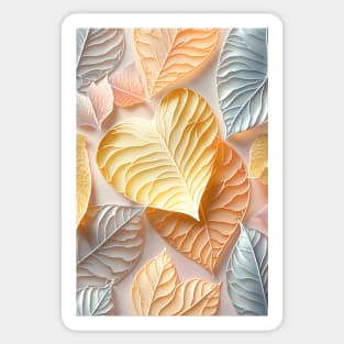 Array of translucent fall leaves shaped as hearts - Valentines theme ! Sticker